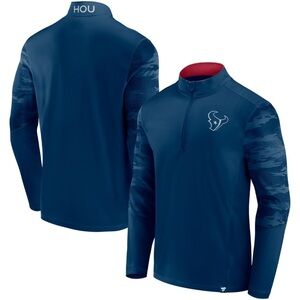 Houston Texans Fanatics Ringer Quarter-Zip Jacket - Navy. 3XL.
